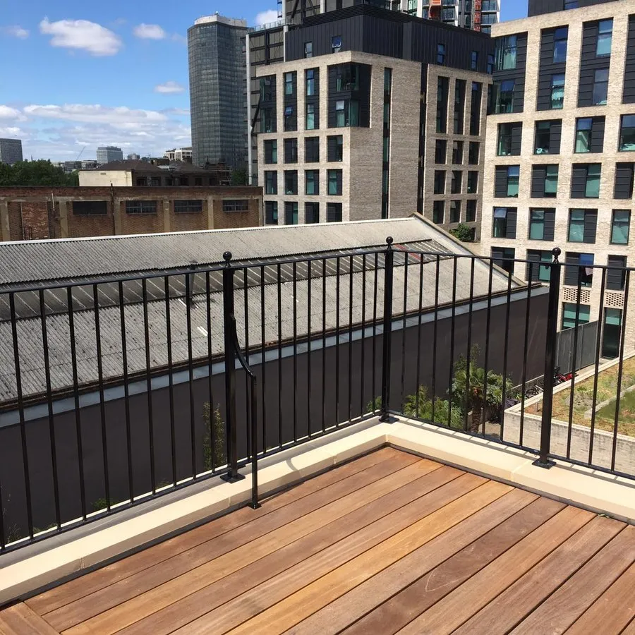 Balustrades and handrails in Harlow installed around a hardwood roof terrace