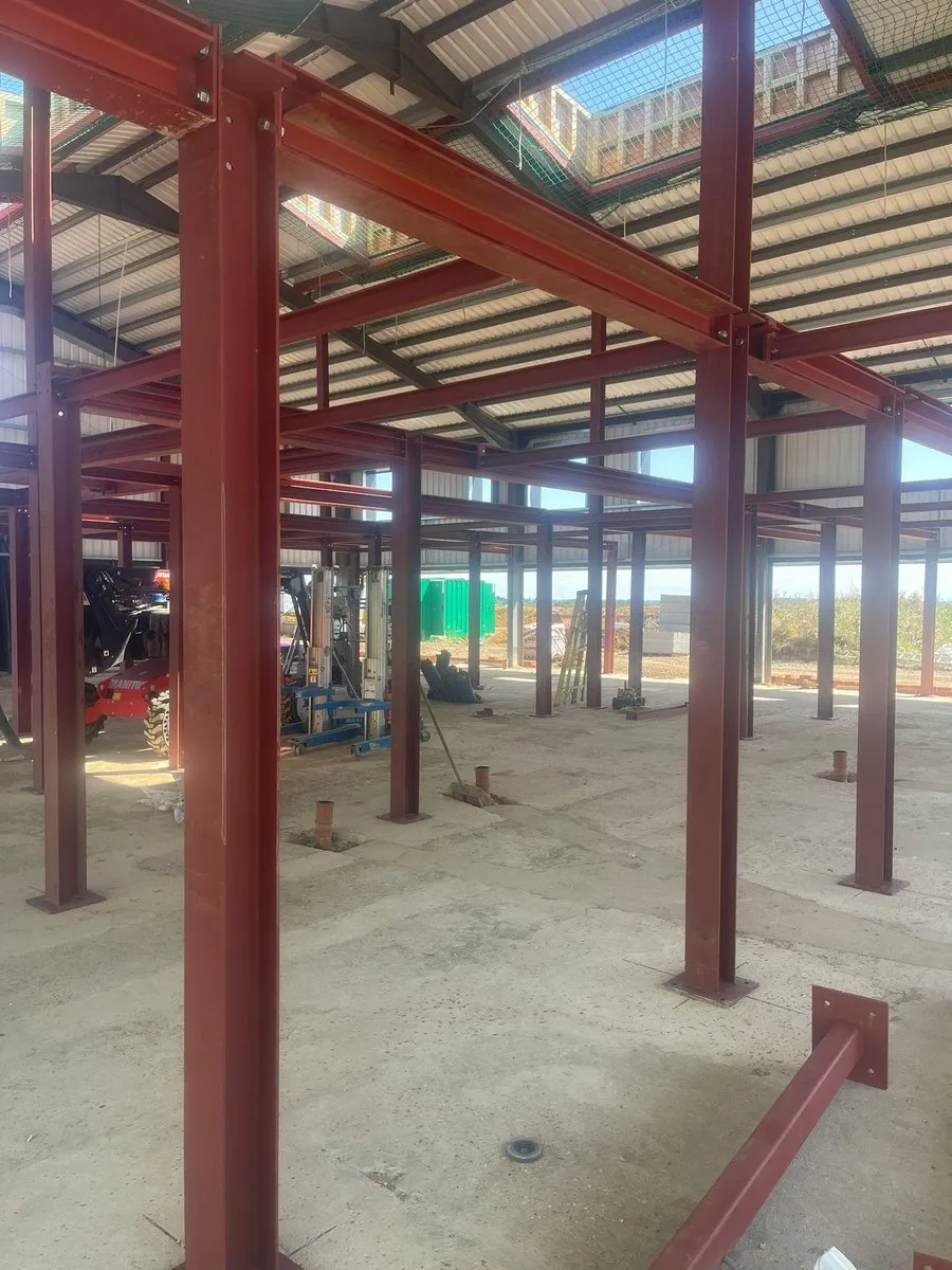 Structural steel framework fabricated by MRI Fabrications for a commercial project near Harlow