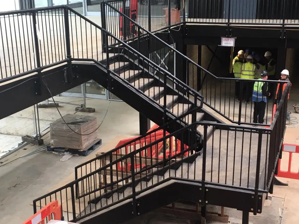 Staircase and balustrade being installed on site
